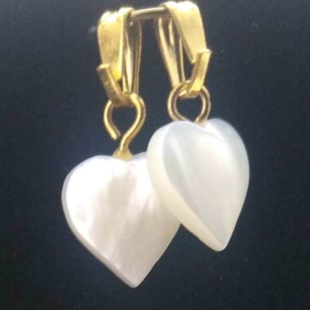 (2) Mother-of-Pearl  Heart-Shaped Charms